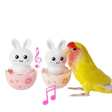 Imagem de Brinquedo de copo de pássaro com sino dentro, brinquedo interativo de treinamento de inteligência para papagaio, periquito, calopsita, cacatua, conure, cinza africano, design de animal fofo (2, coelho