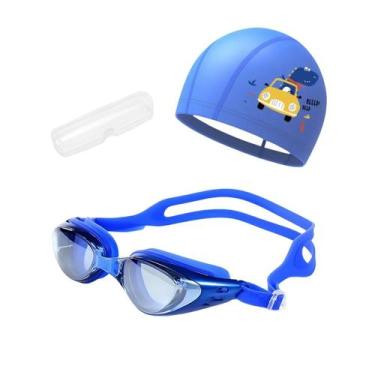 Imagem de Kit Óculos, Estojo e Touca de Natação Infantil Hero Band, Azul bic car