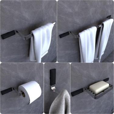 Imagem de Kit Acessórios Para Banheiro Cromado e Preto Empire 5 peças - MetalCro