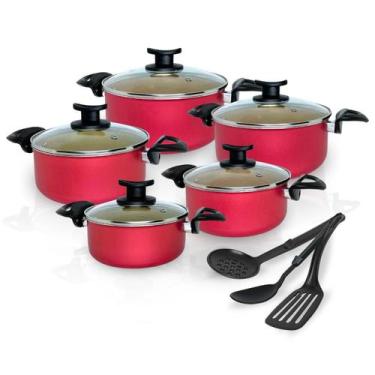 Imagem de Conjunto Jogo de Panelas Caçarola Teflon Antiaderente 8 Pç Premium com