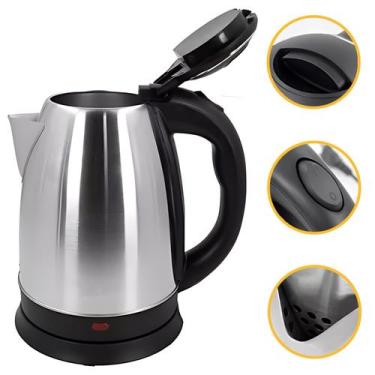 Imagem de Jarra Chaleira Elétrica Bule Inox 2 Litros Ferve Água café sopas insta