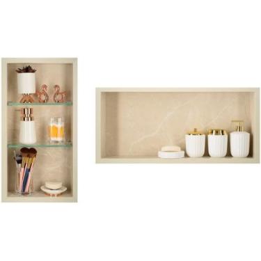 Imagem de Nicho Em Porcelanato Para Banheiro E Nicho com Prateleira De Vidro - K