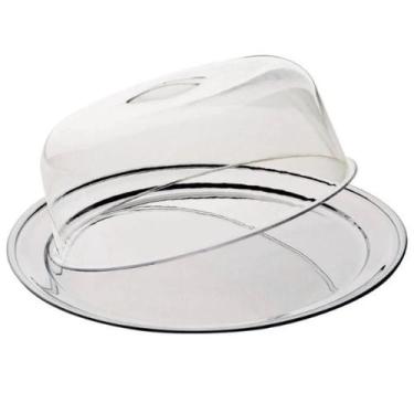 Imagem de Boleira Com Tampa Prato Inox e Cúpula Acrílico 28x10cm - SANXIA