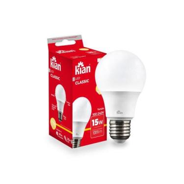 Imagem de Kit 3 Lâmpada Led 15w Bulbo A60  Bivolt Luz Morna 3000k Kian, Bivolt