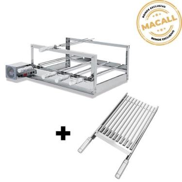 Imagem de Churrasqueira Giratória Inox 6 Espetos 2 Andares The Grill + Grelha Ar