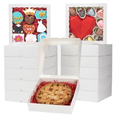 Imagem de Caixas de padaria TEMLQPACK 50 unidades brancas 22,8 x 22,8 x 6,3 cm c