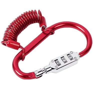Imagem de Trava antifurto em forma de D, cadeado de metal com senha de 3 dígitos, gancho antirroubo com cabo de aço para motocicletas, scooters e motocicletas