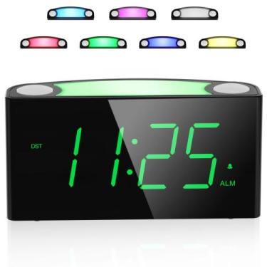 Imagem de Despertador Mesqool Digital de 7 cores com luz noturna e carregador US