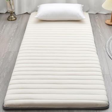 Imagem de Colchão De Chão único Engrossado 5 Cm, Colchão Futon Macio Tapete De Tatame Japonês Portátil De Enrolar Colchão Dobrável Almofada De Cama Para Cama De Acampamento Em Casa, Cream Color, 90x190cm