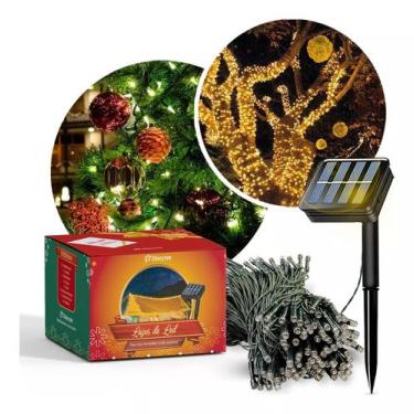 Imagem de Pisca Pisca 100 Lâmpadas Led Solar Cordão Natal Prova D'água 8 Funções