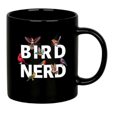 Imagem de Panvola Bird Nerd Bird Lover Gifts For Women Men Ornithologists Birds Watchers Watching Mug For Girlfriend Boyfriend Mom Dad Sister Friend Nature Lover Caneca de cerâmica de café engraçada (preta, 325