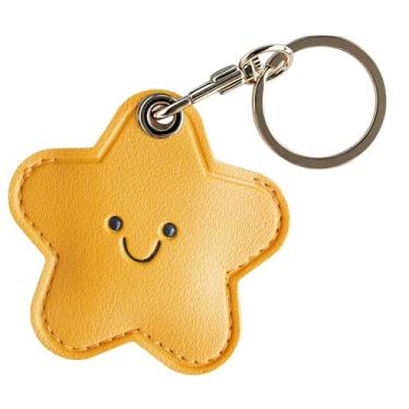 Imagem de Capa protetora de couro compatível com AirTag, GPS Tracker com chaveiro para chaves, crianças, idosos, coleira de animais de estimação, mochilas, bagagem (estrela amarela)