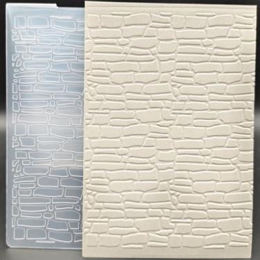 Imagem de Pasta de plástico em relevo tamanho A6 padrão de tijolos simulados artesanato de papel impressões texturizadas de plástico para fazer cartões scrapbooking