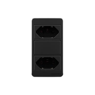 Imagem de Placa Para Condulete Caixa 3/4" Com Tomada Dupla 2p+t 20a Margirius Sleek Preto Ebony Preto