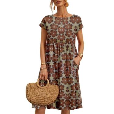 Imagem de Vestido midi Zhyaj, túnica solta de algodão com bolsos para mulheres