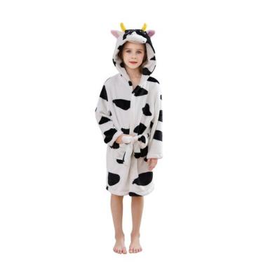 Imagem de Roupão de banho CuteOn Cow Flannel para crianças tamanho 7-8T