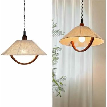 Imagem de WLHAZMWY Candeeiro pendente 18934 Corda de Algodão Cone Pingente Luz Curva Seringueira Pendurada Luminária Moderna Nórdica