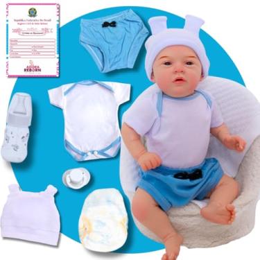 Imagem de Bebê Reborn Mary Menino Realista em Silicone com Roupa Temática e Acessórios Inclusos 50 cm (MICKEY)