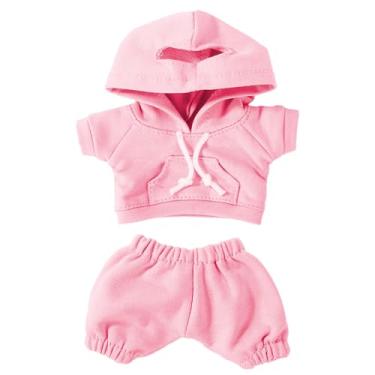 Imagem de Conjunto de Roupas de Boneca 17cm, Moda Divertida Moletons e Calças Boneca Fofos Práticos Acessórios Fantasia Para Vestir a Figura (Rosa)