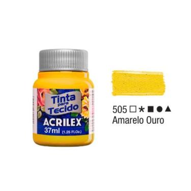 Imagem de Tinta Para Tecido Acrilex 37ml Cores Vivas e Duradouras, Amarelo Ouro(