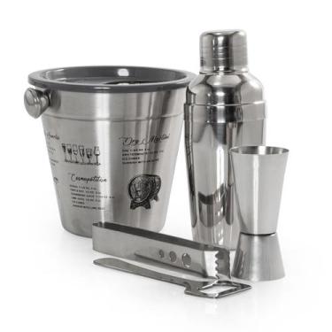 Imagem de Kit Bar Coqueteleira Aço Inox 300ml Com 5 Peças Gourmet Mix
