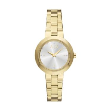Imagem de Armani Exchange A|X Relógio feminino de aço inoxidável dourado com dois ponteiros (modelo: AX5180)