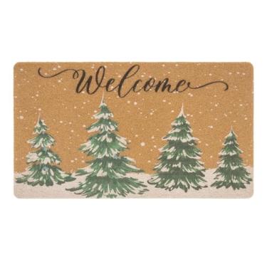 Imagem de NociHah Tapetes de boas-vindas de inverno para porta da frente tapete de porta de pinetree de fibra sintética 43 x 76 cm