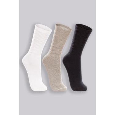 Imagem de Kit 3 Pares Meia Atoalhadas Cano Longo Algodão Lupo 3292., 41-44, Sort