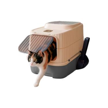 Imagem de Banheiro fechado + Tapete Coletor de areia para gato caixa de areia fechada Sanitário antiodor pet(Cinza)