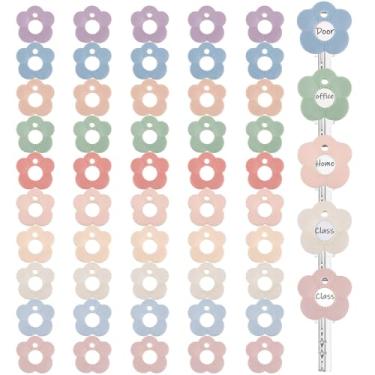 Imagem de Blulu 50 peças de capas coloridas para chaves etiquetas protetoras de 2,5 cm com etiquetas de cartão brancas em branco e folha de plástico transparente para organização de classificação de casa