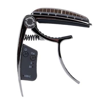 Imagem de oshhni Grampo de afinação recarregável para guitarra, capotraste, ukulele, guitarras elétricas acústicas, Preto