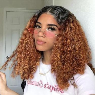 Imagem de Peruca HIRIREMY Curly Bob Human Hair Deep Wave 35 cm Honey Blonde