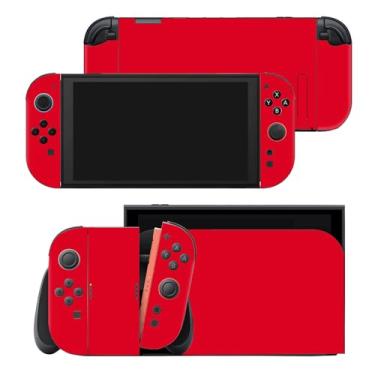 Imagem de Skin Sticker compatível com Switch 2, capa protetora de vinil para console, joy-cons, dock e carregador (vermelho)