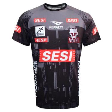 Imagem de Camisa de Vôlei Oficial do Sesi Bauru Time Masculino 2025 Preta Mascul