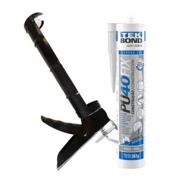 Imagem de Kit Aplicador Silicone Canoa + Selante Pu 40 Fix Tekbond, Cinza