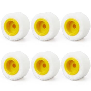 Imagem de DICOSMETIC 6 peças mini rolos de tinta acrílica rolo de fibras 4 x 3 cm pequena ferramenta de pintura para retoque acabamento borda ou canto porta parede armário casa decoração