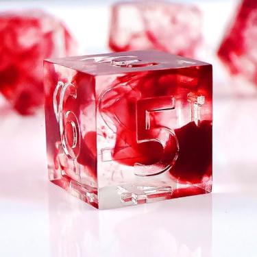 Imagem de Sharp Edge DND Dice Set Dice，Resin D&D Dice Set for TTRPGs Dungeons and Dragons Gifts， MTG RPG Role Playing Gaming D and D Dice, Dungeons and Dragons D&D Dice with Box Case(Blood)