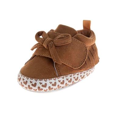 Imagem de Josmo Botas de bebê para meninas e bebês aconchegantes e macias primeiro andador sapatos para recém-nascidos tamanho 2-4, Conhaque, 17