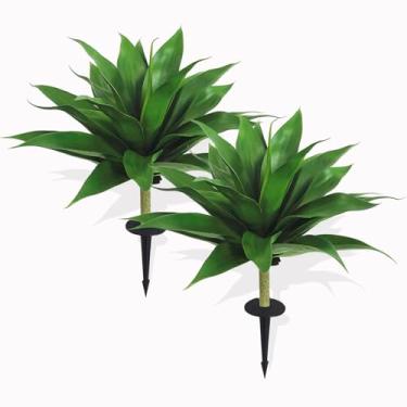 Imagem de Plantas de agave artificial de 81 cm, grandes plantadores de agave falsa, resistentes a UV, para decoração interna e externa, plantas artificiais para uso ao ar livre, 2 unidades