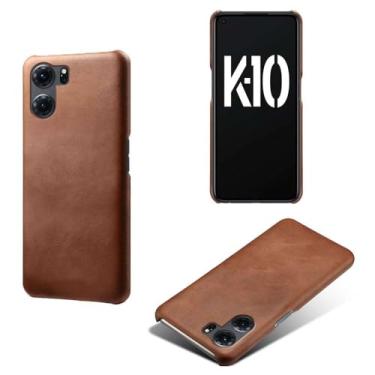Imagem de Capa para OPPO K10 5G,Proteção contra quedas,Casca de volta de cor sólida simples,Design de couro de imitação de plástico-Brown