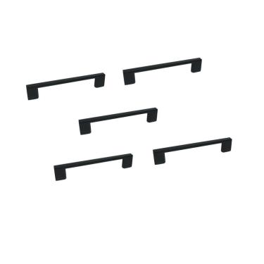 Imagem de Kit 5 Puxador Preto Fosco Il 950 Metal 128Mm Com Parafusos