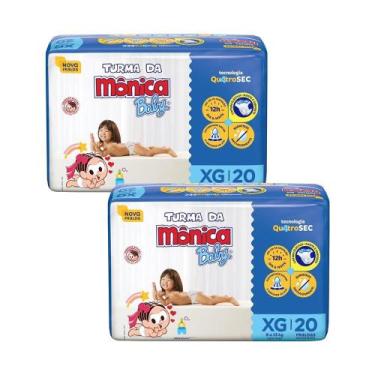 Imagem de Kit 2 Fraldas Turma da Mônica Baby Jumbo XG com 20un cada