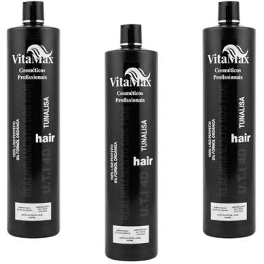 Imagem de Kit 3 Progressiva VitaMax Sem Formol 1000ml – Alisamento Profissional, Realinhamento Capilar, Óleo de Argan, Queratina, Liso Intenso e Anti-Frizz