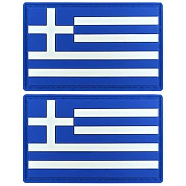 Imagem de JBCD Patch de bandeira da Grécia Patch tático grego - Patch de gancho e laço de borracha PVC, pacote com 2