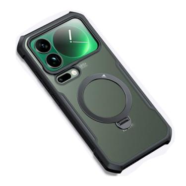 Imagem de HAOMRIYL Capa para Xiaomi 17 Pro Max/17 Pro/17, suporte de anel magnético, capa translúcida com revestimento de proteção à prova de choque de corne, preto, 17 Pro Max