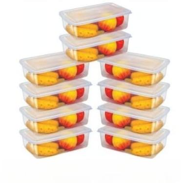 Imagem de Potes Transparentes 500ml com Tampa Reutilizável - Apto para Freezer e Microondas, Ideal para Marmitas Fitness(Kit 10 Potes 500 Bpa Free)