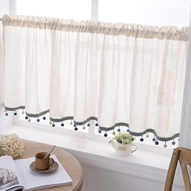 Imagem de Cortina de cozinha curta cortina de voile estilo country pequeno café cortina bistrô cortina de camada de cortina sanefa, linho de algodão, cortina curta cortina transparente, para quarto varanda 1