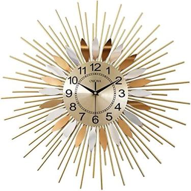 Imagem de Relógio de parede relógio de arte moderna relógio de parede grande design moderno relógio de parede grande criativo de metal silencioso relógio minimalista dourado para sala de estar decoração para