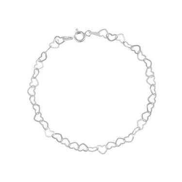 Imagem de Tornozeleira de Prata 925 com Corações Vazados - Joia Elegante - no-br