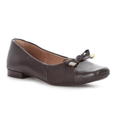 Imagem de Sapatilha Usaflex Couro Lisa Marrom - Feminino-Feminino